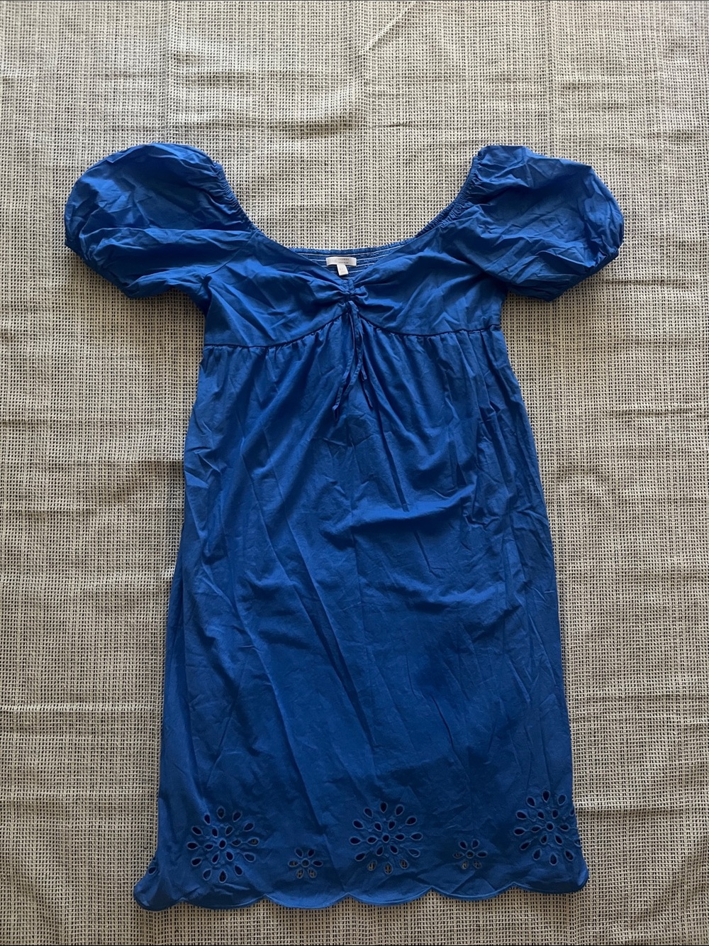 Lauren Conrad Blue off shoulder/ puff sleeve Eyelet Hem Dress